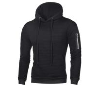 Generisch Sweat-shirt à capuche jacquard pour homme - Couleur unie - Avec poches - Coupe droite - Pour le quotidien, le sport, le club - Taille S à 4XL, Noir , M