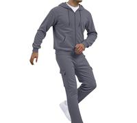 Generisch Sweat-shirt à capuche pour homme - 2 pièces - Costume de sport tendance - Avec cordon de serrage réglable - Combinaison de loisirs - Couleur unie - Survêtement de jogging