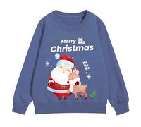 Generisch Sweat-shirt à col rond pour enfant - Pull surdimensionné - Loisirs - Chaud - Veste de transition confortable et douce - Pour le sport - Manches longues - Couleur unie - Basique, Marine2
