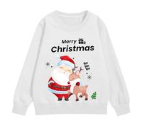 Generisch Sweat-shirt à col rond pour enfant - Pull surdimensionné - Loisirs - Chaud - Veste de transition confortable et douce - Pour le sport - Manches longues - Couleur unie - Basique, Blanc2, 150