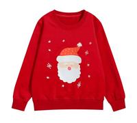 Generisch Sweat-shirt à col rond pour enfant - Pull surdimensionné - Loisirs - Chaud - Veste de transition confortable et douce - Pour le sport - Manches longues - Couleur unie - Basique, rouge1, 120