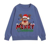 Generisch Sweat-shirt à col rond pour enfant - Pull surdimensionné - Loisirs - Chaud - Veste de transition confortable et douce - Pour le sport - Manches longues - Couleur unie - Basique, Marine3