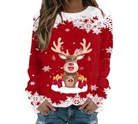 Generisch Sweat-shirt à col rond pour femme sans impression de Noël - Coupe ample - Haut confortable pour les moments d'hiver festifs - Intérieur en polaire douce - Idéal pour la vie quotidienne et