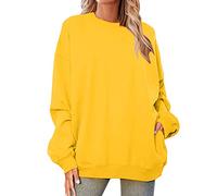 Generisch Sweat-shirt à imprimé quotidien pour femme - Pull long - Imprimé lettre - Col en O - Manches longues - Pour femme, jaune, S