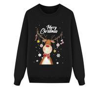 Generisch Sweat-shirt à manches longues confortable et décontracté pour parents et enfants avec col rond pour un haut imprimé de Noël, Noir , 140 cm