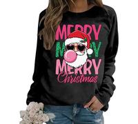 Generisch Sweat-shirt à manches longues et col rond pour femme avec design imprimé - Confort adapté à l'hiver - Pour les loisirs, les occasions festives, dans une coupe décontractée, Noir , L