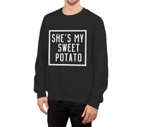 Generisch Sweat-shirt à manches longues pour couples avec citation d'amour romantique She's My Potato I Yam comme déclaration de mode pour les femmes, Noir , L