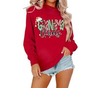 Generisch Sweat-shirt de Noël pour femme avec inscription Grandma Claus - Pull rouge pour grand-mère - Haut festif pour la période de Noël, Style_u01 Rouge, L