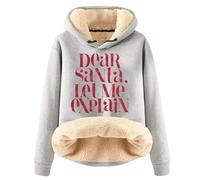 Generisch Sweat-shirt de Noël tendance pour femme avec lettres imprimées comme sweat à capuche doux pour l'hiver, Gris clair., 5XL