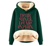 Generisch Sweat-shirt de Noël tendance pour femme avec lettres imprimées comme sweat à capuche doux pour l'hiver, Vert foncé., 5XL