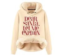 Generisch Sweat-shirt de Noël tendance pour femme avec lettres imprimées comme sweat à capuche doux pour l'hiver, beige, 5XL