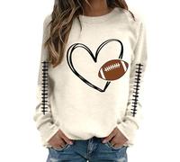 Generisch Sweat-shirt décontracté à col rond pour femme, saison de football, coupe ample, haut de pull pour la vie quotidienne, t-shirt à manches longues confortable et doux, design imprimé élégant