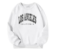 Generisch Sweat-shirt décontracté à col rond pour filles, manches longues, pull mignon, surdimensionné, haut en polaire léger, haut ventre nu pour adolescentes, Blanc., 6-7 ans