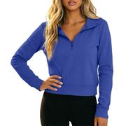 Generisch Sweat-shirt décontracté à coupe ajustée avec fermeture éclair courte et col montant dans un style classique uni à manches longues avec fermeture éclair à l'avant - Tenue moderne au quotidien