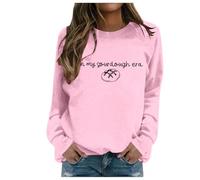 Generisch Sweat-shirt décontracté avec col rond et imprimé « Canned Food Festival » pour femme - Peignoir en tissu éponge sans, Rose, M