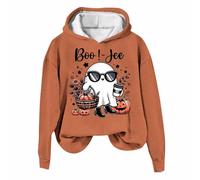Generisch Sweat-shirt décontracté pour femme avec col rond tendance pour une mode décontractée élégante, Orange, S