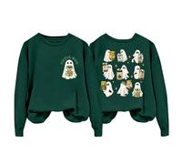 Generisch Sweat-shirt d'Halloween 2025 à capuche avec lettres imprimées et col rond pour femme pour l'automne et l'hiver La Girl, vert, M