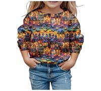 Generisch Sweat-shirt d'Halloween à la mode pour filles avec un design imprimé mignon et un col rond doux comme vêtements décontractés durables, Orange, 3-4 ans