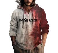 Generisch Sweat-shirt d'Halloween pour homme - Avec boutonnière - À capuche - Motif graphique - À manches longues - Oversize - Ne se décolore pas, Rouge pastèque, XXL