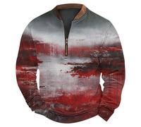 Generisch Sweat-shirt d'Halloween pour homme Bloody Ko Horreur Sweat-shirt avec fermeture quart de fermeture Blood Graphic Col rond Pull à manches longues Sweat-shirts surdimensionnés Ne se décolore