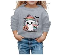 Generisch Sweat-shirt d'Halloween tendance pour enfants avec imprimé mignon et col rond, manches longues belles choses, gris, 3-4 ans