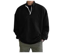 Generisch Sweat-shirt d'hiver ample pour homme, grande taille, avec col montant, fermeture éclair, couleur unie, polyvalent, sans capuche, pour temps froid, comme couche de vêtement d'extérieur