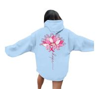 Generisch Sweat-shirt élégant pour femme sans porter tous les jours. Imprimé « Breast Cancer Awareness Mois ». Coupe décontractée pour la mode décontractée. Sweat à capuche bleu, bleu, M