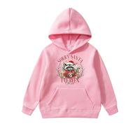 Generisch Sweat-shirt en polaire pour fille avec motif de Noël pour une tenue décontractée parfaite, Rose, 4-5 ans
