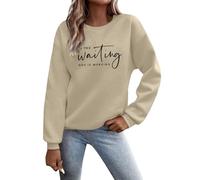 Generisch Sweat-shirt Femme In The Waiting God is Working Graphique Polaire Sweat-Shirt Automne Pull Tops Nicki Pantalon Femme, kaki, S
