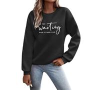 Generisch Sweat-shirt Femme In The Waiting God is Working Graphique Polaire Sweat-Shirt Automne Pull Tops Nicki Pantalon Femme, Noir , S