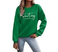 Generisch Sweat-shirt Femme In The Waiting God is Working Graphique Polaire Sweat-Shirt Automne Pull Tops Nicki Pantalon Femme, vert, S