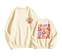 Generisch Sweat-shirt « In My Dog Mom » pour femme, col rond, avec motif maman canine, beige, XXL