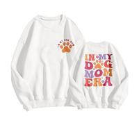 Generisch Sweat-shirt « In My Dog Mom » pour femme, col rond, avec motif maman canine, Blanc., S