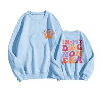 Generisch Sweat-shirt « In My Dog Mom » pour femme, col rond, avec motif maman canine, bleu, XL