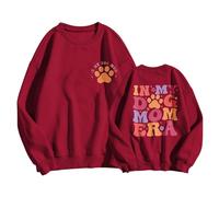 Generisch Sweat-shirt « In My Dog Mom » pour femme, col rond, avec motif maman canine, Bordeaux, XXL