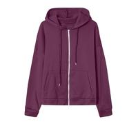 Generisch Sweat-shirt long d'hiver, sweat à capuche avec capuche, pull surdimensionné, sweat à capuche pour femme, veste de survêtement 2025, veste à capuche d'automne, manteau zippé, lilas, XXL