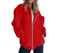 Generisch Sweat-shirt long en coton pour femme - Pull d'hiver à capuche Hilfiger - Avec poches - Veste de transition - Sport - Veste à capuche - Loisirs - Veste de course - T-shirt à manches longues