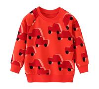 Generisch Sweat-shirt pour enfant avec imprimé voiture tendance - Pull rouge pour garçon - T-shirt confortable à manches longues pour la maternelle et l'école, Style_p01 Rouge, 4-5 ans