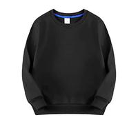 Generisch Sweat-shirt pour enfants filles garçons col rond manches longues pull basique haut uni en peluche épaisse chaude sweatshirts automne hiver école quotidien loisirs sport hauts, Noir , 6-7 ans