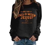 Generisch Sweat-shirt pour femme avec citation chrétienne d'automne - T-shirt à manches longues avec motif Are You Fall-O-Ween Jésus - Pull de foi pour l'automne, Stil_q01 Noir, L