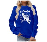 Generisch Sweat-shirt pour femme avec corbeau chevreuil - Pull avec motif d'oiseau gothique et inscription - T-shirt à manches longues pour un look mystique, Style_b03 Bleu, L