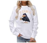 Generisch Sweat-shirt pour femme avec corbeau et café fatigué - Pull amusant avec inscription sarcastique - T-shirt à manches longues pour les matins, Style_n10 Blanc, S