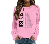 Generisch Sweat-shirt pour femme avec déclaration de foi positive - Pull à manches longues avec message inspirant de Jésus - Haut chrétien pour le quotidien, Stil_q01 Rose, M