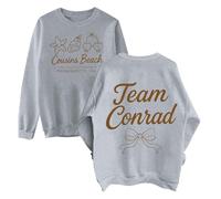 Generisch Sweat-shirt pour femme avec imprimé « Cousins Beach » et « Team Conrad » - Pull à manches longues pour les fans de série - Haut à col rond avec imprimé double face, Style_x03 Gris, M