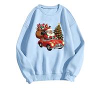 Generisch Sweat-shirt pour femme avec imprimé léopard Its Fall Yall pour Halloween au look décontracté d'automne comme pull à manches longues sans, bleu ciel, M