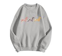 Generisch Sweat-shirt pour femme avec imprimé teckel - Pull surdimensionné pour les amoureux des chiens - Haut décontracté à col rond avec graphisme minimaliste, Style_f03 Gris, M