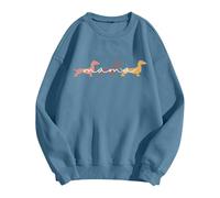 Generisch Sweat-shirt pour femme avec imprimé teckel - Pull surdimensionné pour les amoureux des chiens - Haut décontracté à col rond avec graphisme minimaliste, Style_f05 Bleu marine, S