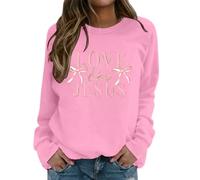 Generisch Sweat-shirt pour femme avec inscription chrétienne « Love Like Jésus » - Pull de foi avec détail nœud - T-shirt à manches longues et col rond pour un look inspirant, Style_h09 Rose, XXL