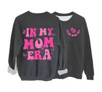 Generisch Sweat-shirt pour femme avec inscription « In My Mom Era » - Pull avec col rond et design ludique - Haut décontracté pour les mamans, Style_l01 Gris, XL