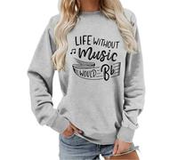 Generisch Sweat-shirt pour femme avec inscription musicienne - Pull à manches longues avec motif notes de musique - Haut décontracté pour les mélomanes et les musiciennes, Style_r04 Gris, 3XL